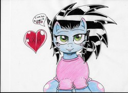 Size: 2338x1700 | Tagged: safe, oc, oc only, oc:haruka takahashi, earth pony, pony, blushing, cute, heart, traditional art