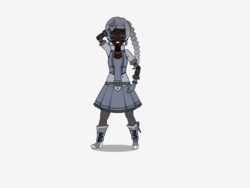 Size: 800x600 | Tagged: safe, artist:icicle-nicicle-1517 kisekae, silver spoon, human, g4, belt, boots, clothes, cute, dark skin, ear piercing, earring, evening gloves, female, fishnet stockings, glasses, gloves, humanized, jewelry, kisekae, necklace, piercing, simple background, solo, white background