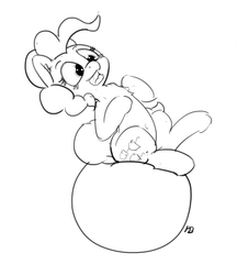 Size: 1280x1481 | Tagged: safe, artist:pabbley, pinkie pie, g4, 30 minute art challenge, ball, female, monochrome, solo