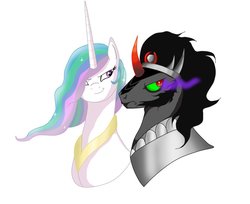 Size: 989x808 | Tagged: safe, artist:odd-snickerdoodle, king sombra, princess celestia, g4, male, ship:celestibra, shipping, straight