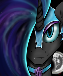 Size: 1200x1440 | Tagged: safe, artist:lupo-lycanth, nightmare moon, g4, female, smiling, solo