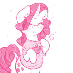 Size: 2000x2000 | Tagged: safe, artist:fluffyxai, rarity, pony, unicorn, g4, apple, bipedal, chest fluff, clothes, cute, female, food, high res, hind legs, hot, monochrome, raribetes, shirt, solo, sweat