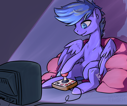 Size: 1280x1074 | Tagged: safe, artist:inlucidreverie, oc, oc only, pegasus, pony, controller, joystick, video game