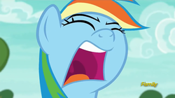 Size: 1920x1076 | Tagged: safe, screencap, rainbow dash, pony, buckball season, g4, my little pony: friendship is magic, buckball, mawshot, nose in the air, open mouth, uvula, yelling