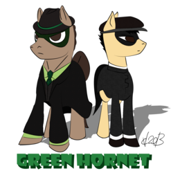 Size: 1665x1687 | Tagged: safe, artist:ponyrave, britt reid, crossover, kato, ponified, the green hornet