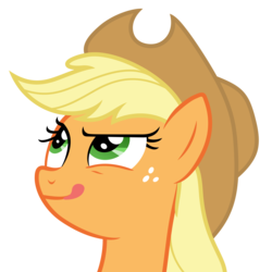 Size: 5000x5000 | Tagged: safe, artist:reginault, applejack, earth pony, pony, buckball season, g4, absurd resolution, bust, female, freckles, mare, portrait, simple background, solo, tongue out, transparent background, vector