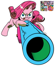 Size: 8956x10567 | Tagged: safe, artist:andy price, artist:aurumluxetal, idw, pinkie pie, g4, absurd resolution, alternate hairstyle, female, party cannon, simple background, solo, tongue out, transparent background, vector