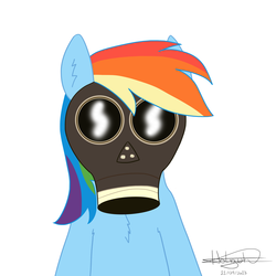 Size: 2400x2400 | Tagged: safe, artist:aurumluxetal, rainbow dash, g4, doctor who, female, gas mask, high res, mask, solo, the empty child