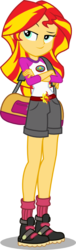 Size: 274x900 | Tagged: safe, artist:seahawk270, sunset shimmer, equestria girls, g4, my little pony equestria girls: legend of everfree, clothes, crossed arms, dreamworks eyebrow, duffle bag, female, legs, raised eyebrow, shorts, smug, smugset shimmer, solo