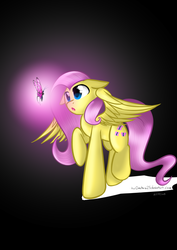 Size: 2480x3507 | Tagged: safe, artist:kaiomutaru25, fluttershy, butterfly, g4, glowing