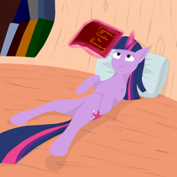 Size: 4200x4200 | Tagged: safe, artist:frostspear, twilight sparkle, g4, absurd resolution, book, female, on back, reading, solo