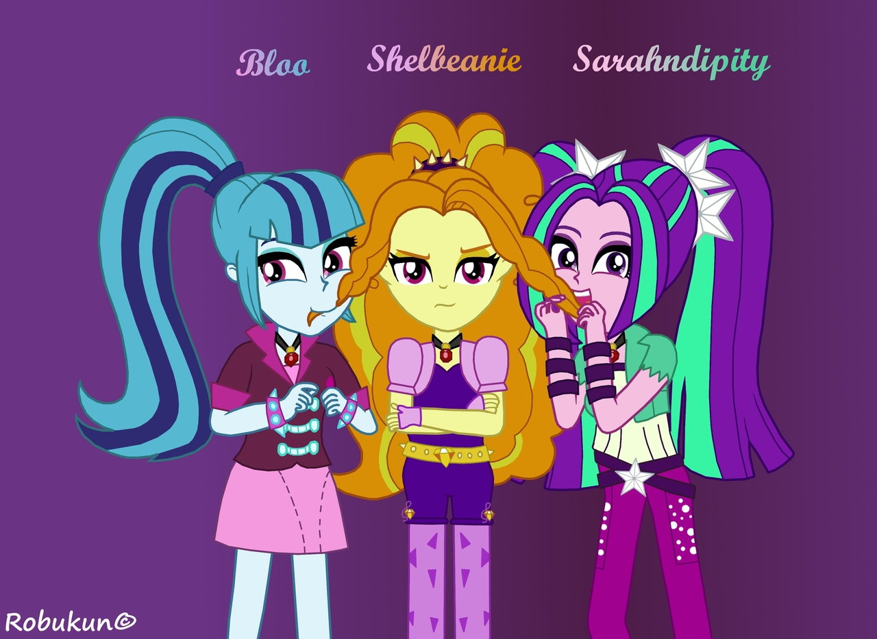 Safe Artist Robukun Adagio Dazzle Aria Blaze Sonata Dusk Equestria Girls Nom