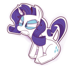 Size: 1200x1100 | Tagged: safe, artist:thegalen, rarity, pony, unicorn, g4, female, floating horn, horn, simple background, sitting, solo, squint, transparent background