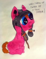 Size: 1563x2006 | Tagged: safe, artist:saxpony, oc, oc only, earth pony, pony, colt, foal, headset, helmet, male, traditional art