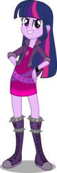 Size: 1790x5378 | Tagged: safe, artist:anhel032015, twilight sparkle, equestria girls, g4, alternate universe, bad, boots, bracelet, clothes, evil, evil grin, female, flash puppet, grin, high res, jacket, jewelry, looking at you, shoes, skirt, smiling, solo, spikes, twilight sparkle (alicorn)