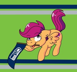 Size: 700x653 | Tagged: safe, artist:technicolor pie, scootaloo, g4, american football, cutie mark, female, flag, mouth hold, nfl, seachicken, seattle seahawks, solo, the cmc's cutie marks