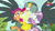 Size: 1280x716 | Tagged: safe, screencap, apple bloom, gabby, scootaloo, sweetie belle, earth pony, griffon, pony, g4, the fault in our cutie marks, cutie mark, cutie mark crusaders, hape, hug, minimini, needs more jpeg, squeezing, the cmc's cutie marks