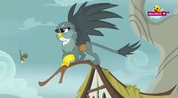 Size: 1280x709 | Tagged: safe, screencap, gabby, griffon, g4, the fault in our cutie marks, female, minimini, ponytail, solo