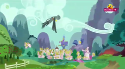 Size: 1280x712 | Tagged: safe, screencap, gabby, griffon, g4, the fault in our cutie marks, female, minimini, ponyville, solo