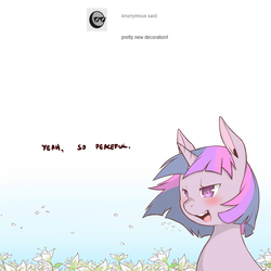 Size: 1200x1200 | Tagged: safe, artist:cold-blooded-twilight, twilight sparkle, g4, ask, explicit source, female, lily (flower), solo, tumblr