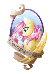 Size: 900x1242 | Tagged: safe, artist:fuyusfox, part of a set, angel bunny, fluttershy, g4, cute, looking at each other, old banner, shyabetes, watermark