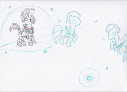 Size: 1743x1265 | Tagged: safe, artist:egg_roll, pony, ekko, league of legends, ponified, solo, traditional art