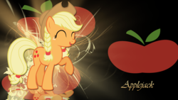 Size: 1920x1080 | Tagged: safe, artist:jennieoo, artist:leonbrony, applejack, g4, cutie mark, pigtails, raised hoof, show accurate, vector, wallpaper