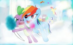 Size: 800x500 | Tagged: safe, artist:steadfast hoof, rainbow dash, spike, g4, daily doodle spikedash prompt, date, male, ship:rainbowspike, shipping, straight