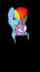 Size: 450x800 | Tagged: safe, artist:steadfast hoof, rainbow dash, spike, dragon, pony, g4, caught, computer, daily doodle spikedash prompt, ear bite, female, male, mare, nom, ship:rainbowspike, shipping, straight