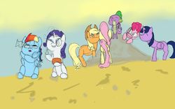 Size: 800x500 | Tagged: safe, artist:steadfast hoof, rainbow dash, spike, g4, daily doodle spikedash prompt, hero, kidnapped, makeup, male, ship:rainbowspike, shipping, straight