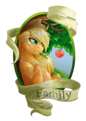 Size: 900x1260 | Tagged: safe, artist:fuyusfox, applejack, earth pony, pony, g4, apple, female, food, mare, solo, watermark