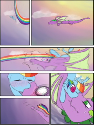 Size: 600x800 | Tagged: safe, artist:steadfast hoof, rainbow dash, spike, g4, comic, crash, daily doodle spikedash prompt, heat of the moment, male, ship:rainbowspike, shipping, straight, winged spike, wings