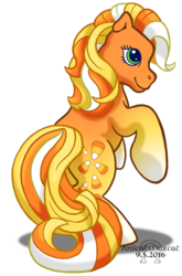 Size: 1001x1515 | Tagged: safe, artist:anscathmarcach, oc, oc only, oc:candy corn cascade, g3, rearing, simple background, solo, transparent background