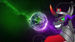 Size: 1024x576 | Tagged: safe, king sombra, g4, earth, moon, space, wallpaper