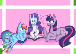 Size: 1476x1039 | Tagged: safe, artist:dizzydazzled, rainbow dash, rarity, twilight sparkle, alicorn, pony, g4, gossip, trio, twilight sparkle (alicorn)