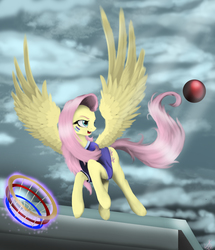 Size: 3590x4175 | Tagged: safe, artist:vinicius040598, fluttershy, pegasus, pony, buckball season, g4, ball, bottomless, buckball, clothes, female, mare, partial nudity, play, solo