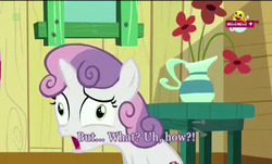 Size: 640x386 | Tagged: safe, screencap, sweetie belle, pony, g4, the fault in our cutie marks, faic, female, minimini, solo, subtitles