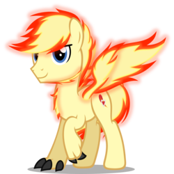 Size: 1381x1381 | Tagged: safe, artist:zacatron94, oc, oc only, oc:fire wing, hybrid, claws, fiery wings, mane of fire, solo