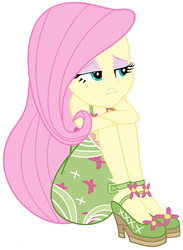 Size: 855x1169 | Tagged: safe, artist:g-side sf, artist:gabosor, derpibooru exclusive, fluttershy, equestria girls, g4, my little pony equestria girls: legend of everfree, bare shoulders, camp fashion show outfit, clothes, dress, high heels, ms paint, simple background, sleeveless