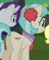 Size: 594x720 | Tagged: safe, screencap, coco pommel, rarity, earth pony, pony, g4, made in manehattan, my little pony: friendship is magic, butt, cropped, female, hatbutt, mare, plot