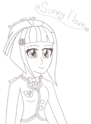Size: 1523x2067 | Tagged: safe, artist:projectangel101, sunny flare, equestria girls, g4, female, monochrome, sketch, solo