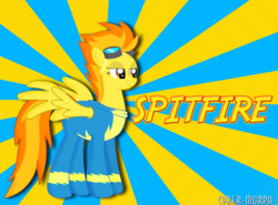 Size: 4119x3048 | Tagged: safe, artist:cyber-murph, spitfire, g4, clothes, goggles, signature, small head, wonderbolts, wonderbolts uniform