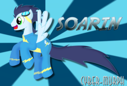 Size: 5662x3843 | Tagged: safe, artist:cyber-murph, soarin', pony, g4, clothes, goggles, signature, small head, wonderbolts, wonderbolts uniform