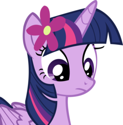 Size: 11124x11247 | Tagged: safe, artist:cyanlightning, twilight sparkle, alicorn, pony, g4, twilight time, absurd resolution, cute, female, flower, flower in hair, folded wings, mare, simple background, solo, transparent background, twilight sparkle (alicorn), vector