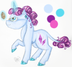 Size: 1220x1135 | Tagged: safe, artist:sweetheart-arts, sparkler (g1), g1, g4, cloven hooves, female, g1 to g4, gem, generation leap, glasses, magic, solo