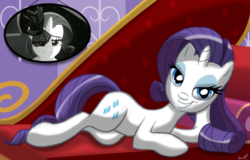 Size: 2000x1280 | Tagged: safe, artist:theroyalprincesses, rarity, g4, rarity investigates, bedroom eyes, draw me like one of your french girls, female, signature, solo