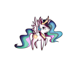 Size: 1024x1024 | Tagged: safe, artist:darkray777, princess celestia, g4, chibi, female, flying, pointy ponies, solo