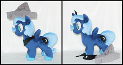 Size: 1882x1000 | Tagged: safe, artist:snugglefactory, princess luna, g4, cartographer's cap, female, filly, hat, irl, photo, plushie, solo, woona