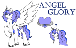 Size: 3524x2240 | Tagged: safe, artist:angellstarcake, oc, oc only, oc:angel glory, alicorn, pony, high res, reference sheet, solo