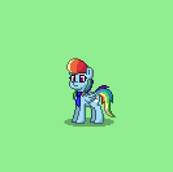 Size: 399x398 | Tagged: safe, rainbow dash, oc, oc:prism wing, pony, pony town, ultimare universe, g4, alternate universe, clothes, necktie, pixel art, solo